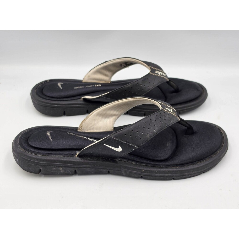 Nike Ultra Comfort Flip Flops Sandals Womens 9 Black Thong Slip On